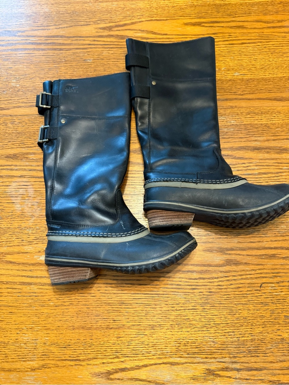 Sorel Slimpack Riding Boots Brown Leather Waterproof Duck Boots Size 7